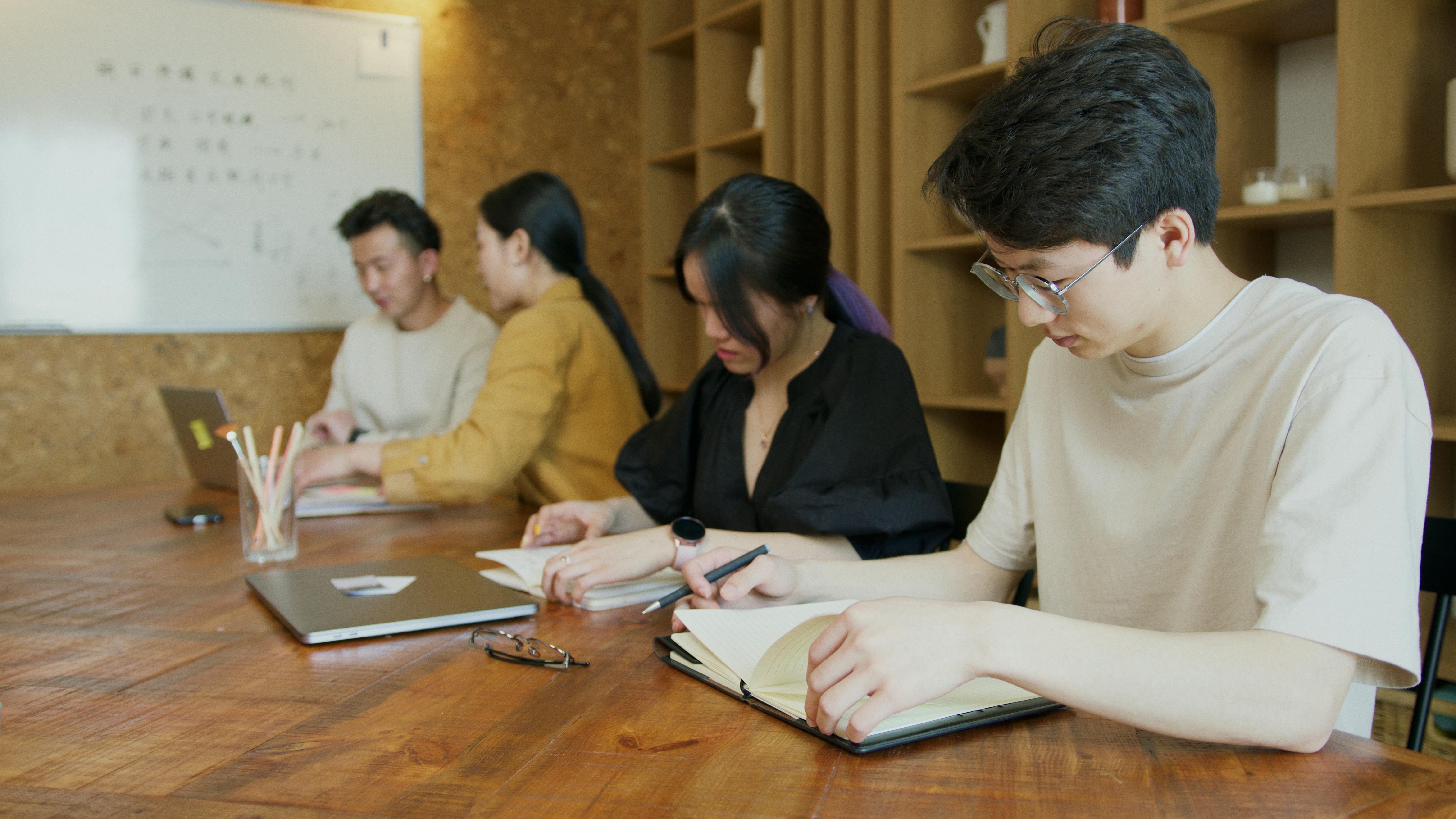 A group of students studying.