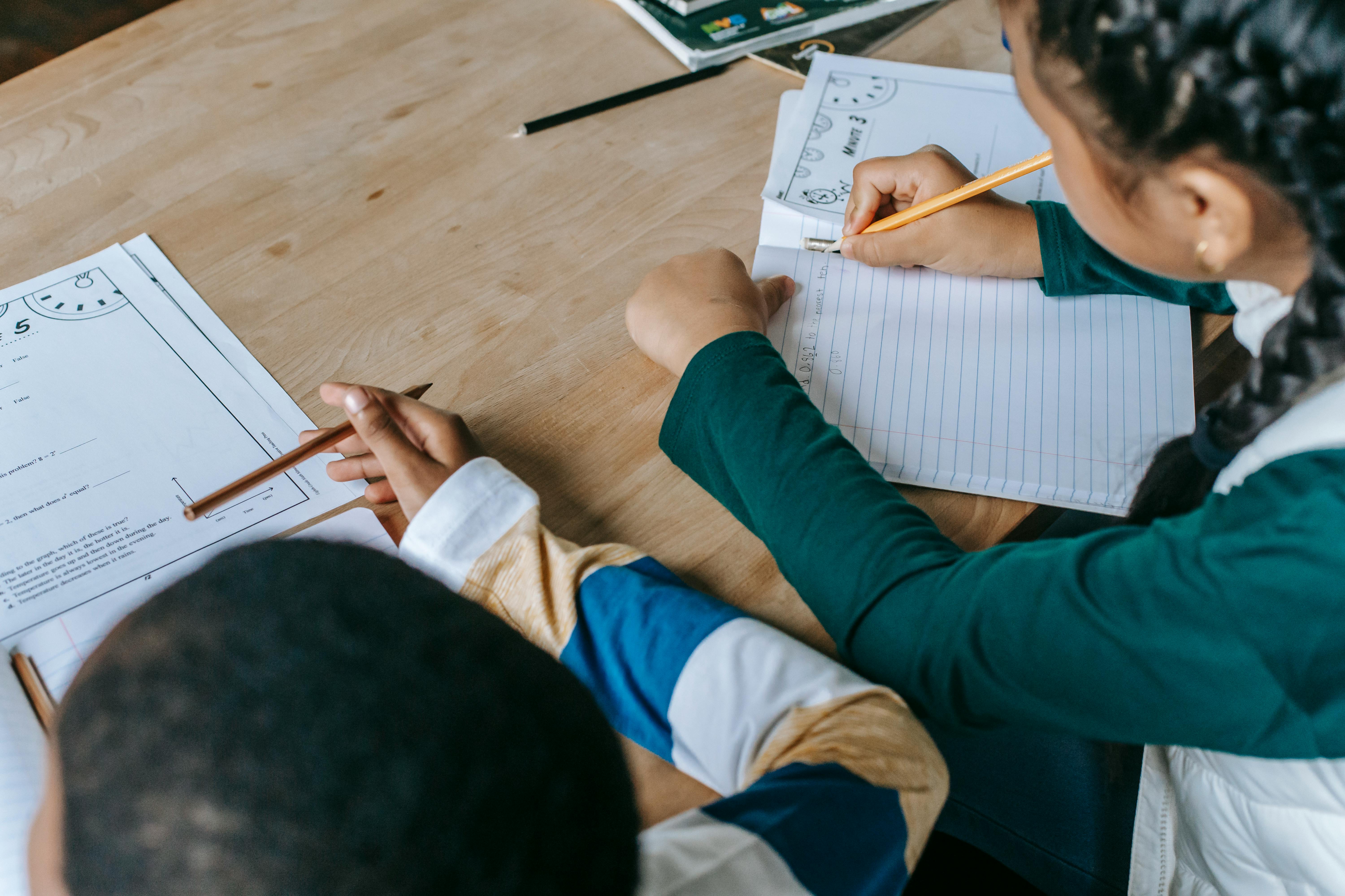 Two students working on their assignments